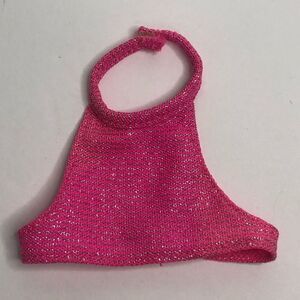 larger doll top pink metallic halter top for dolls no brand 3.5 inches